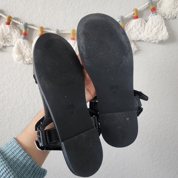 Zara Flat Jute Espadrille Slingback Strappy Black Sandal Boho Vacation Retro 39 - Picture 5 of 8